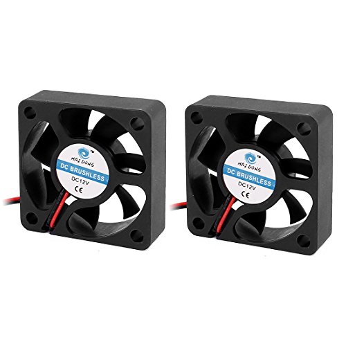 uxcell 2Pcs 12V 50mm Black Quiet Case Cooling Fan 4500 RPM, 10.9 CMF, 29 dBA