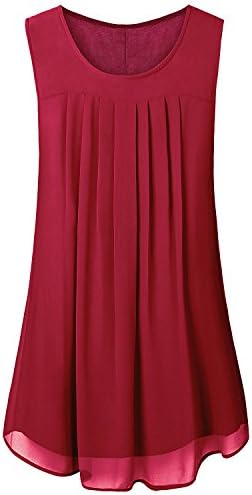 Tanst Women Summer Sleeveless Flowy Chiffon Double Layered Blouse Tunic