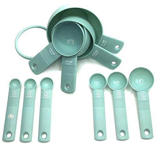 BARCHASB Stylish Measuring Cups and Spoons Set 10 Pieces Stackable Dishwasher Safe Heavy Duty for Cooking & Baking Suitable for Dry & Liquid ingredients