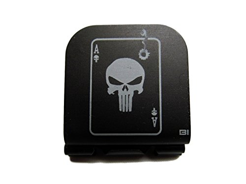 Skull Ace Playing Card With Smoking Bullet Hole Laser Etched Hat Clip Black