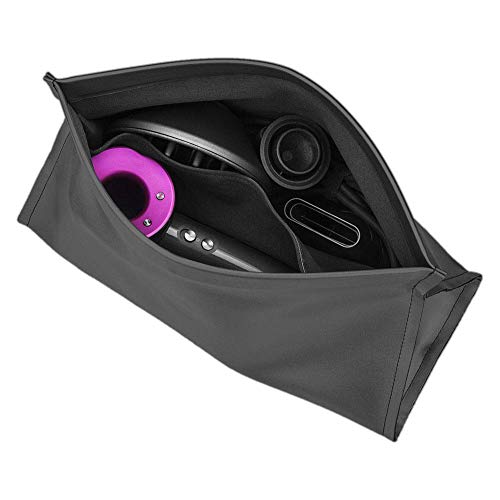BUBM Travel Portable Storage bag for Dyson Supersonic Hair Dryer, Magnetic Flip PU Leather Moistureproof Anti-scratch Dustproof Shockproof Protection Organizer Travel Gift Case (Black)