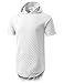 URBANCREWS Mens Hipster Hip Hop Quilted Short Sleeve Hoodie Shirt White, XL