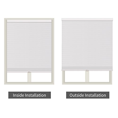 SUNFREE Cordless Cellular Shades Light Filtering Honeycomb Blinds Fabric Window Blinds 46x48, White