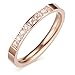 ADAIER Women 2mm Luxury Titanium Stainless Steel Cubic Zirconia CZ Inlay Rose Gold Ring Wedding Engagement Band Size 5-8 (SZZ-27) (rose gold, Size 7)