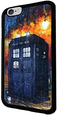 Police Call Box British SciFi in the Rain Painting Iphone 6+ Plus (5.5 Inch) Rubber Case Black