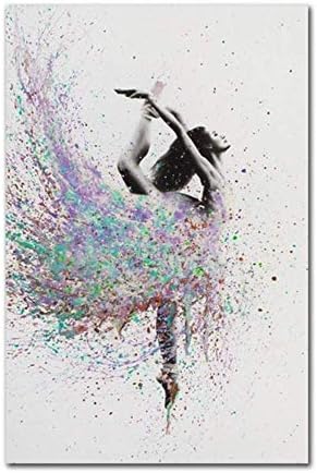 RUIQIN Modern Minimalist Abstract Oil Canvas Painting Ballerina Beauty Art Poster Nordic Decoration Wall Pictures for Girl's Room60x80cm No Frame