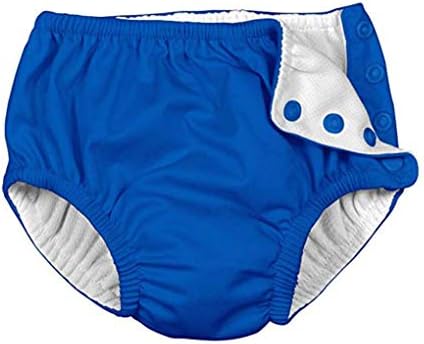 Baby Girls' Ruffle Snap Reusable Absorbent Swimsuit Solid Color Diaper (12-18 Months, Blue)