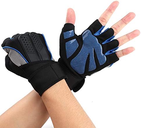 Hootracker Fitness Gloves Bracers Professional Half Finger Non-slip Silicone Gloves Wear Resistant Shock-absorbing Breathable Gym Gloves for Lifting, Training, Cycling