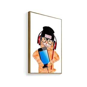 Framed Canvas Wall Art for Living Room, Bedroom Humorous Cat Canvas Prints for Home Decoration Ready to Hanging - 16x24 inches