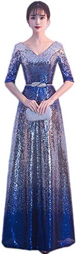 QJKai Banquet Evening Dress Female Fishtail Starry Elegant Elegant Long Dress Party Party Dress