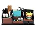 PAG Office Supplies Wood Desk Organizer Pen Holder Accessories Storage Caddy with Drawer, 8 Compartments, Brown