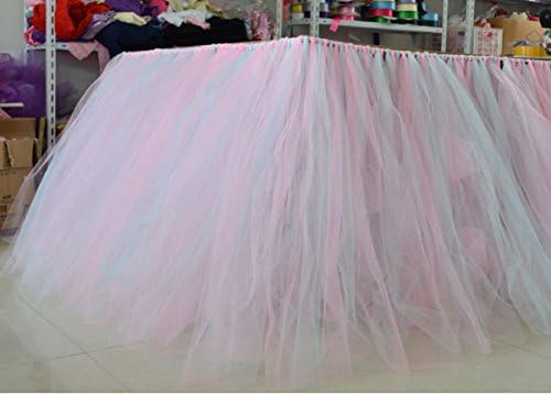 Stuffwholesale Fitted Party Table Skirt Children Party Decoration Table Cloth (Blue+Pink)