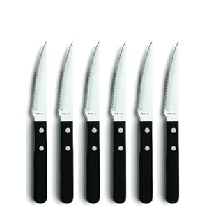 Amefa PIZZA 7000 Pizza- en steakbestek, 6-delig, voor 6 personen, 18/0 gepolijst roestvrij staal, handgrepen zwart…