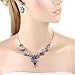 EVER FAITH Flower Leaf Necklace Earrings Set Austrian Crystal Silver-Tone - Blue