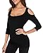 Sarin Mathews Women’s Open Cold Shoulder Slim Fit Sexy Blouse Stretch Tank Tops Black M