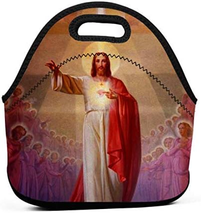 WONDERMAKE God Jesus Lunch Bag Portable Tote Bento Pouch Lunchbox Bag Multifunctional Zipper Package for School Work Office