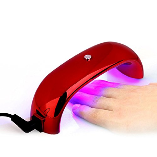 Portable Nail Dryer,Ikevan 6W 100-240V Mini Nail Art Gel Curing LED UV Lamp Dryer Bridge Shape (Red) - Thumbnail 4