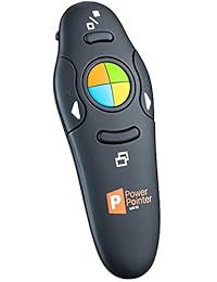 PowerPointer PPT Clicker - Mando inalámbrico con puntero láser para Microsoft Power Point RF (2,4 GHz), color negro