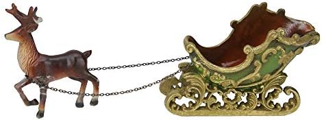 Northlight 85" Green And Gold Sleigh With Reindeer Christmas Table Top Decor