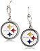 NFL Siskiyou Sports Womens Pittsburgh Steelers Crystal Dangle Earrings One Size Team Color,white