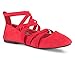 Twisted Womens Faux Suede Strappy Fashion Flats SARA 129-RED Size 9