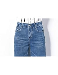 Pantalones vaqueros para dama, sueltos, informales, elásticos, de cintura alta, con pierna ancha
