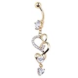 Joylive Love Heart Crystal Gem Navel Buckle Belly Ring Piercing Body Diamond Inlaid Nail Button