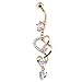 Joylive Love Heart Crystal Gem Navel Buckle Belly Ring Piercing Body Diamond Inlaid Nail Button