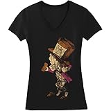 Impact Alice in Wonderland hatter Women's V-neck tshirt-Black-Medium