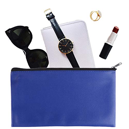 Tongnian Bank Bag Money Pouch Leatherette Security Deposit Bags Utility Zipper Bags for Cash Money,Check Wallet,Cosmetics,Tools, 11x6 inch 4 Pack (Blue)