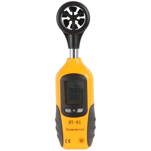 OriGlam Digital Mini LCD Anemometer, Wind Speed Gauge Air Flow Speed Meter & Temperature Thermometer HT-81, Thermometer 32â„‰ ~ 122â„‰ with Vane Sensor