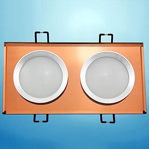Verlight 3-Colors Dimmable LED Recessed Ceiling Glass Light Spotlights 2-Head Downlight Square Round Panel Lights Anti-Fog Highlight Ceiling Flat Downlights for Bathroom Hallway Stage Office