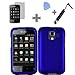 SODIAL(R) Rubberized Solid Blue Color Snap on Hard Case Skin Cover Faceplate with Screen Protector, Case Opener and Stylus Pen for Huawei Fusion 2 U8665 - AT&T