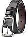 JASGOOD Women Leather Reversible Belt for Jeans Dress Pants Casual Ladies Belt for Girls with Solid Buckle (Suit for pant size 35-40Inch,Black/Dark Coffee)