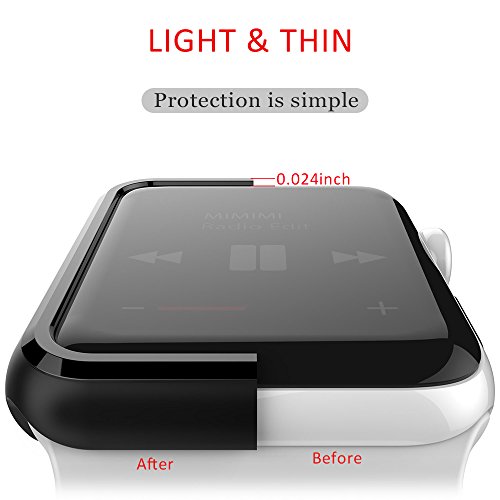 Apple Watch Case 42mm Series 3,Shockproof Rugged Polycarbonate Hard Protective Cover Apple Watch Bumper for 42mm Apple Watch Series 2/Series 3,2 Pack,Black - Thumbnail 3