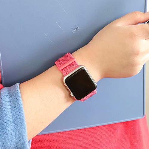 HILIMNY Compatible for Apple Watch Band 38mm 40mm, New Nylon Sport Loop, Adjustable Closure Wrist Strap, Replacement Band Compatible for iWatch Series 4 3 2 1(38mm 40mm, Nectarine)