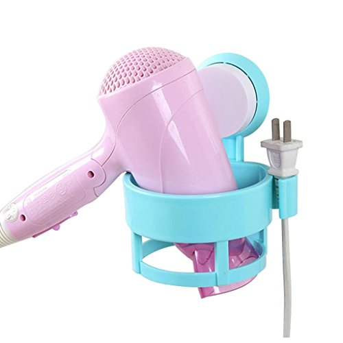 Clearance! Auwer Wall Hair Dryer Rack Blow Hair Dryer Stand Wall Mounted Holder Sucker Space Bathroom Storage Organizer (Blue)