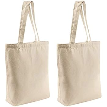 2 Pcs Reusable Large Canvas Tote Bags with Separate Packaging,Multi-purpose Blank Canvas Bags Use for Grocery Bags,Book Bags,Shopping Bags,Craft DIY Drawing,Gift Bags, etc.(15.7''x15.7''x4.7'')