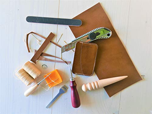 Leather Tools for DIY Leather Project | The Leather Sewing Kit Includes the Required Leather Working Tools, Veg Tan Leather and Video Instructions | Best gift for men, dad gifts