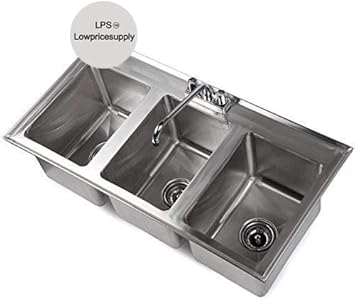 3 Compartment 37 X 19 Stainless Steel Kitchen Drop In Sink 10 X