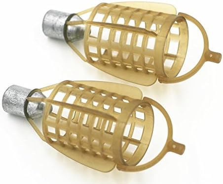 Mimilure 2 x Carp Fishing Feeder Artificial Bait Cage Trap Basket Coarse Lure Feeder Carp Fishing Accessories with Lead Sinker,40g,50g,60g,70g,80g Available (50g)