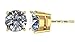 NANA 14k Gold Post & Sterling Silver 4 Prong CZ Stud Earrings -Yellow Gold Plated-7.5mm-3.00cttw