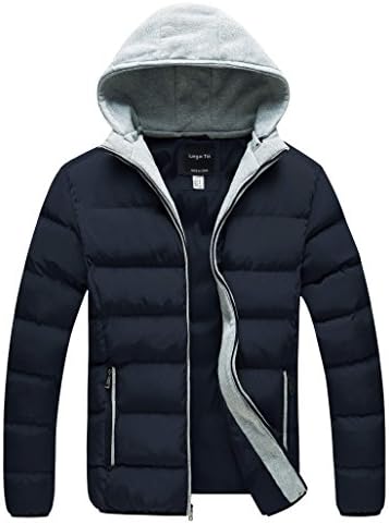Lega Mens Warm Hoodie Hooded Coat Classic Winter Outwear Down Jacket Acid Blue Small