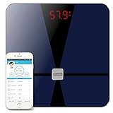 Bluetooth Body Fat Scale, Dr.meter Digital Bathroom Weight Scale with iOS and Android App, Body Composition Analyzer Health Monitor with Sensitive ITO Conductive Tempered Glass Surface-Elegant Black