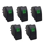 Frentaly Green 12V 20 Amp Waterproof ON Off Custom Marine Boating Vehicle 5 Pin Control Kit Toggle Rocker Switch