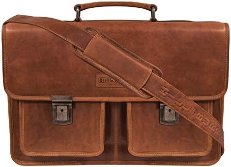 Hill Burry Real Leather Briefcase Business Bag High-Quality Vintage Cowhide Briefcase Laptop Bag Work Bag Shoulder Bag Teacher Bag, brown (Brown) - BB001BR