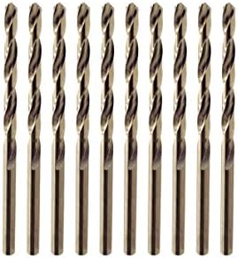 Twist Drill Bit Set, Titanium Cobalt M35 HSS Metal Drill Bit Industrial Tool for Stainless Steel, Steel, Copper, Iron, Aluminum, Wood and Plastic, Pack of 10 (3MM)