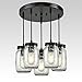 EUL Rustic Mason Jar Semi Flush Mount Ceiling Light 5-Light Pendant Lighting Fixture Oil Rubbed Bronze