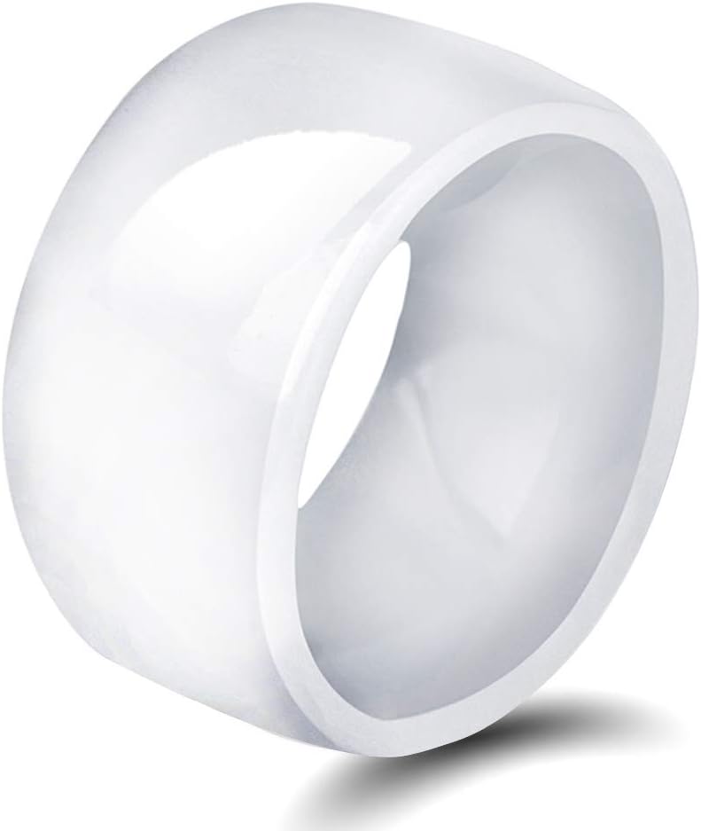 VQYSKO 10mm Polished White Ceramic Rings for Men Women Engagement Wedding Rings (Avail. Sizes 6 to 11) 7