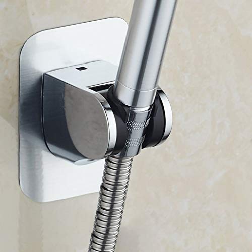 Hand Shower Wall Bracket,Shower Head Handset Holder Chrome Bathroom Bracket Adjustable Wall Mounted Suction Bracket Replacement Rack,Reuseable Self Adhesive Hooks (1pcs, silver)